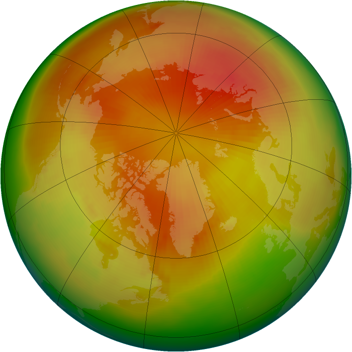 Arctic ozone map for April 1984